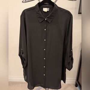 JM Collection Women's XL Black Long Blouse
